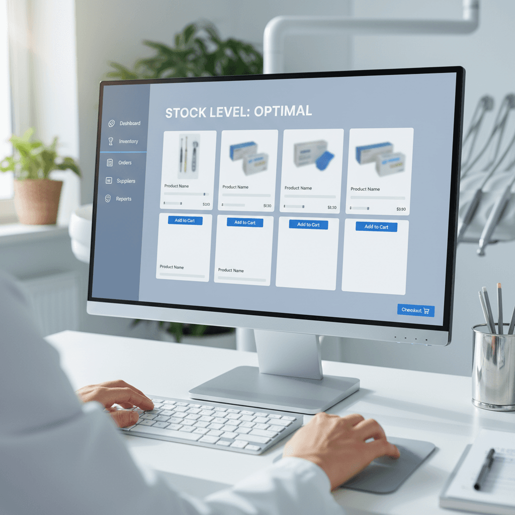 Online ordering interface for dental supplies on computer